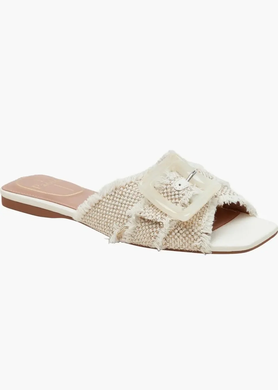NIB Linea Paolo LOTTIE Frayed Fabric Cross Band Sandals Natural Gold Tan 5.5